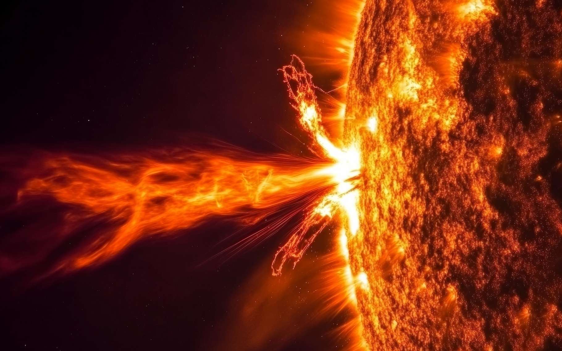 Éruption solaire sur le Soleil