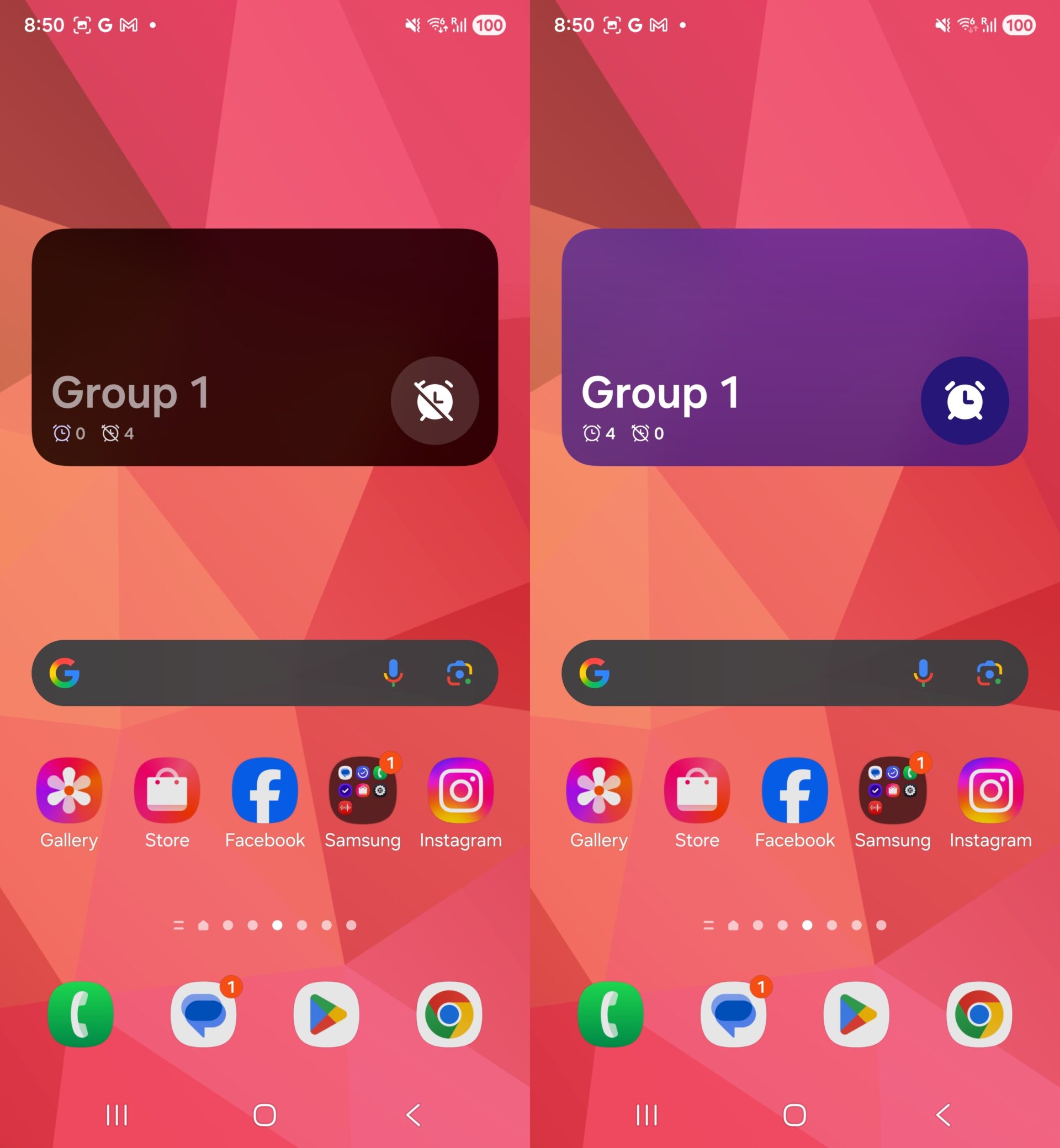 Widget de groupe d’alarme sur One UI 8