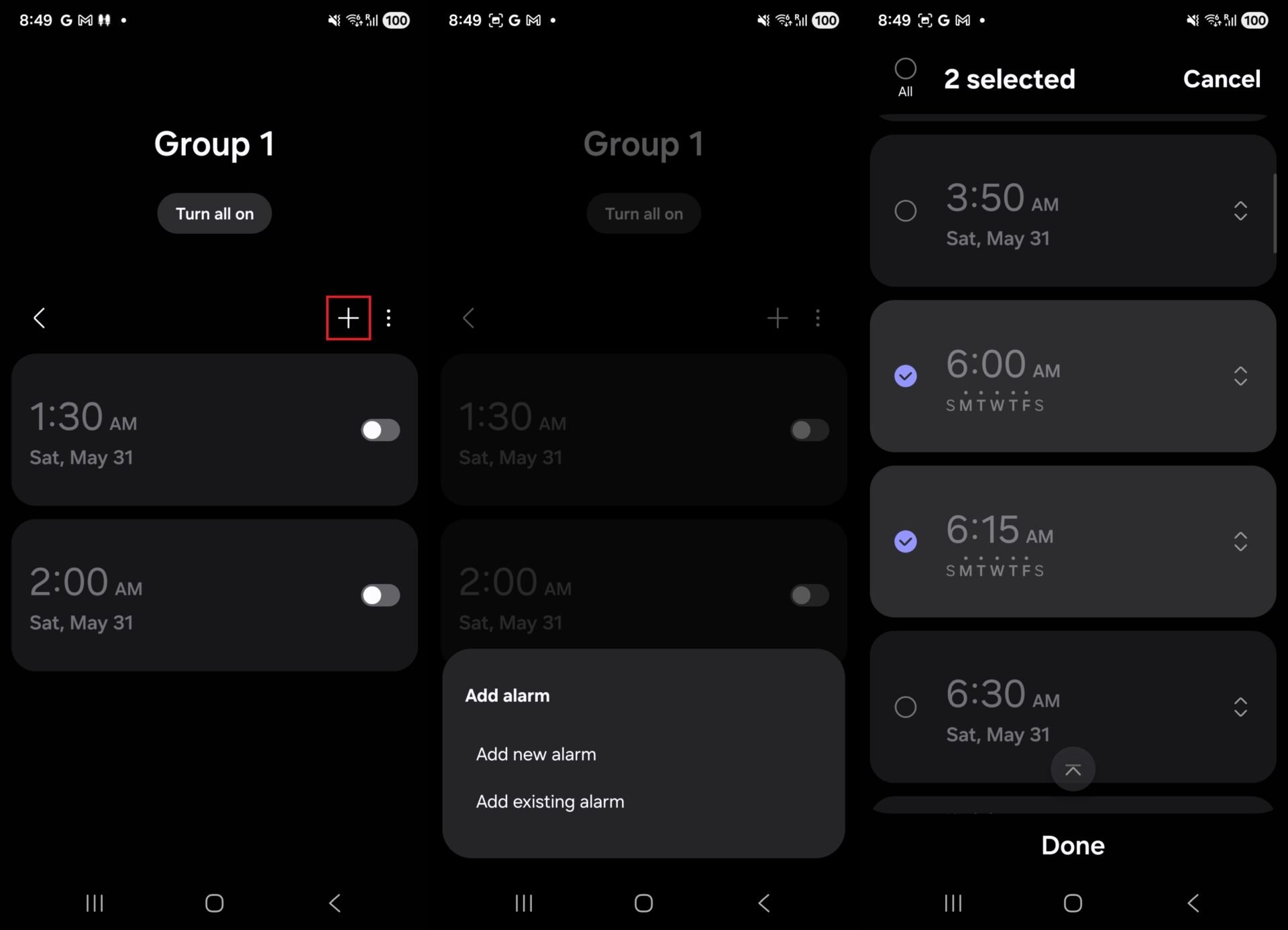 Groupes d’alarmes dans One UI 8
