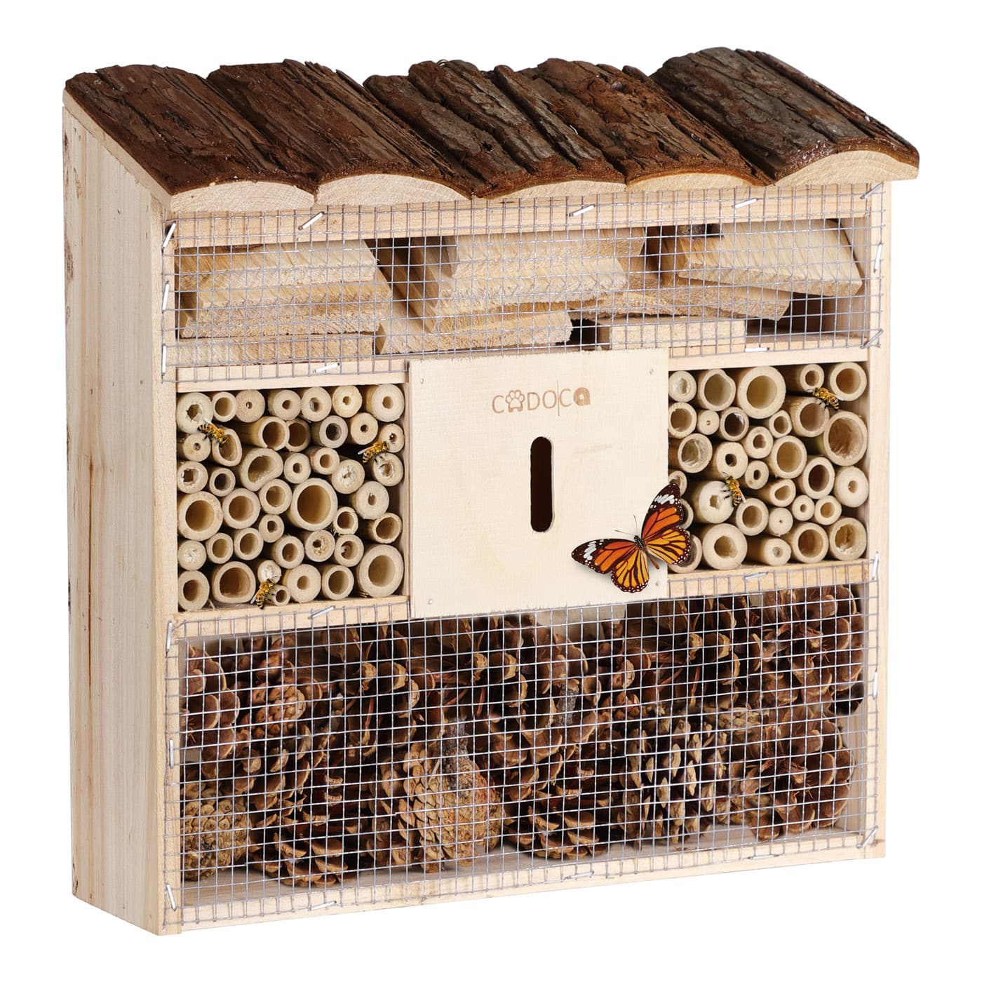 Hotel à insectes en bois naturel 30,5x9,5x31cm