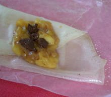 Étape 2 des bricks banane-chocolat