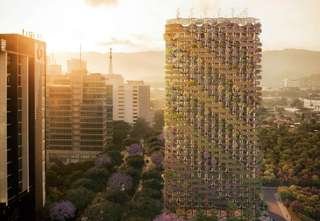 Immeuble en bois dans une ville moderne