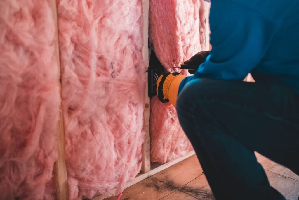 Pose d'un isolant sur un mur intérieur